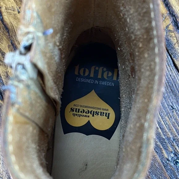 Swedish Hasbeens Women's Perforated Zipper Leather Tan Brown Boot Size 36 / US 6 - Picture 9 of 11